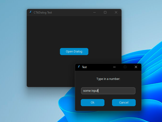 CTkInputDialog on Windows 11 example